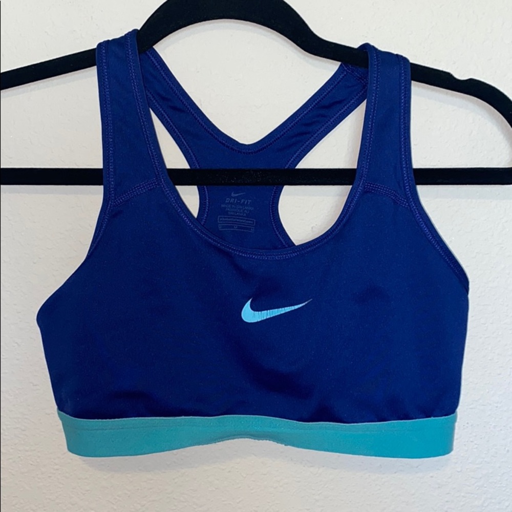 Nike Dri Fit Blue Razor Back Sports Bra Medium